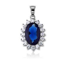 Sapphire Blue Oval Cut Crystal w12 Blue Luster Diamonds Surround